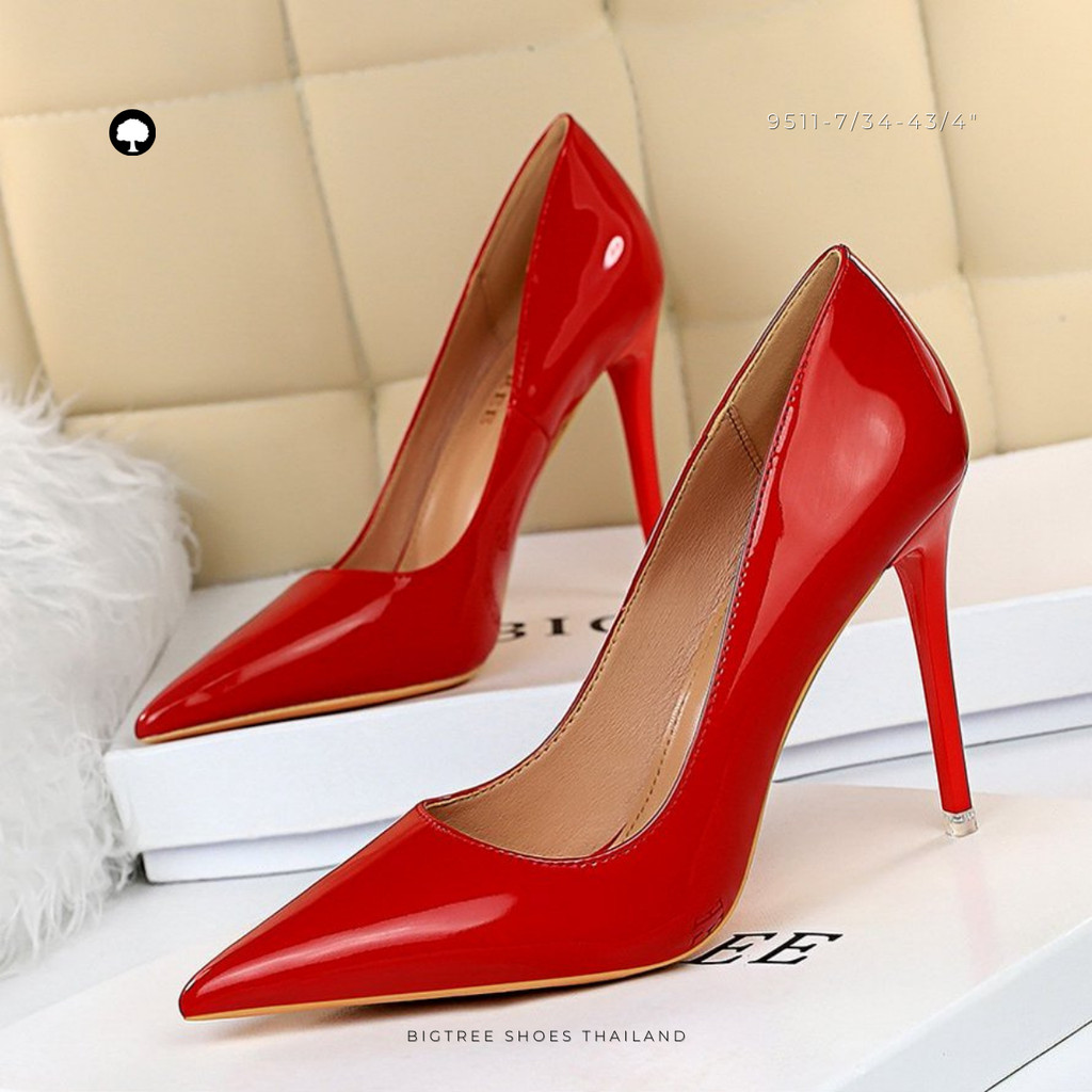 Bigtree Shoes Thailand ส้นสูงหนังแก้วหัวแหลม ใส่ทำงาน-ออกงาน สูง 3/4 นิ้ว | ไซซ์ 34-43 | รุ่น 9511-6 - รูปที่ 2