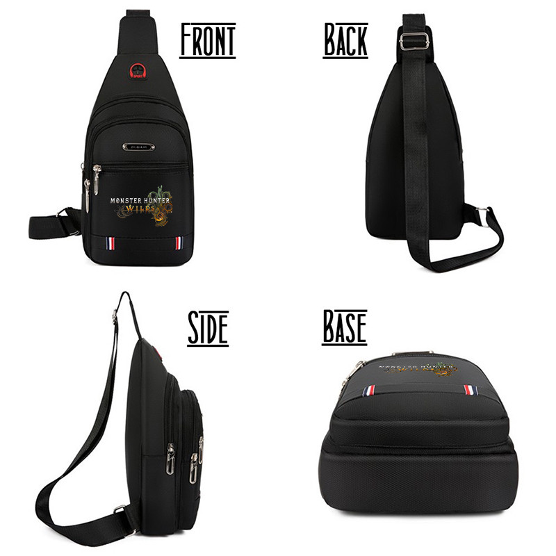 Monster Hunter Wilds การออกแบบเกมหน้าอกกระเป๋าสะพายผู้ชายผ้าใบกันน้ํา Fanny Pack street แฟชั่นคุณภาพสูงสายรัดปรับได้สําหรับแฟนเกม RPG กระเป๋าสะพายข้าง - รูปที่ 7