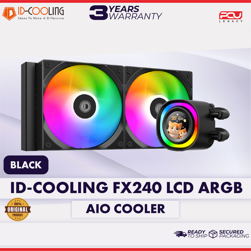 ID COOLING FX240 LCD ARGB AIO LIQUID COOLER - สีดํา