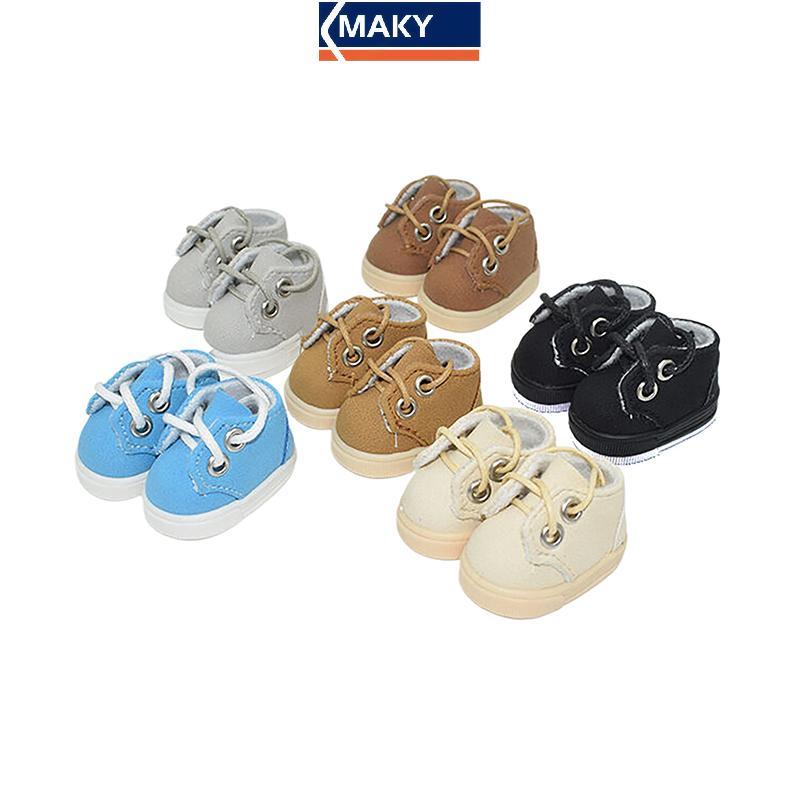 MAKY ตุ๊กตารองเท้า Handmade 4.2*2.4 ซม.รองเท้าสําหรับตุ๊กตา Mini Casual Shoelace ตุ๊กตา Play House D