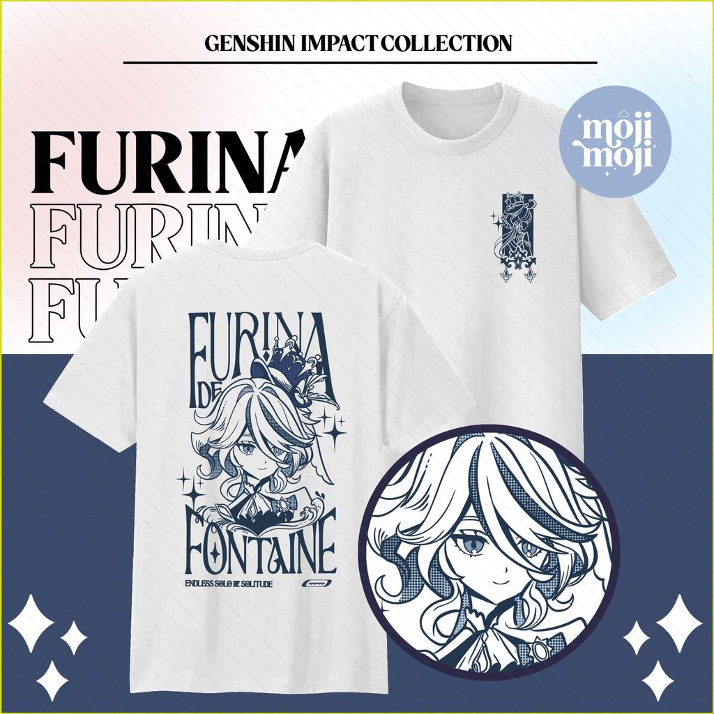 เสื้อยืดแขนสั้นสำหรับเกมเมอร์ Genshin Impact Focalor's Fontaine พร้อมลาย Furina