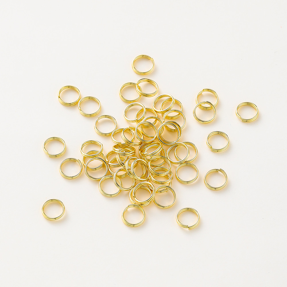 50ชิ้น ห่วงคู่ 18K (4-8mm) ห่วงกลมสองชั้น ไม่ลอกไม่ดำ สำหรับผิวแพ้ง่าย อะไหล่ DIY ทำเครื่องประดับ