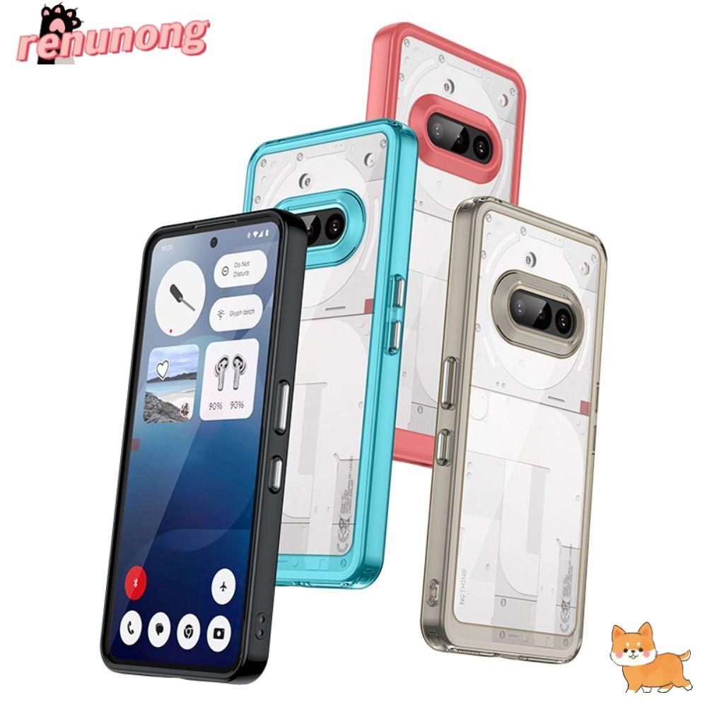 RENUNONG ป้องกัน,ฝาครอบโทรศัพท์โปร่งแสงกันกระแทก,Anti-Drop TPU+อะคริลิคProtector Edge Back ShellสําหรับNothing Phone 3a