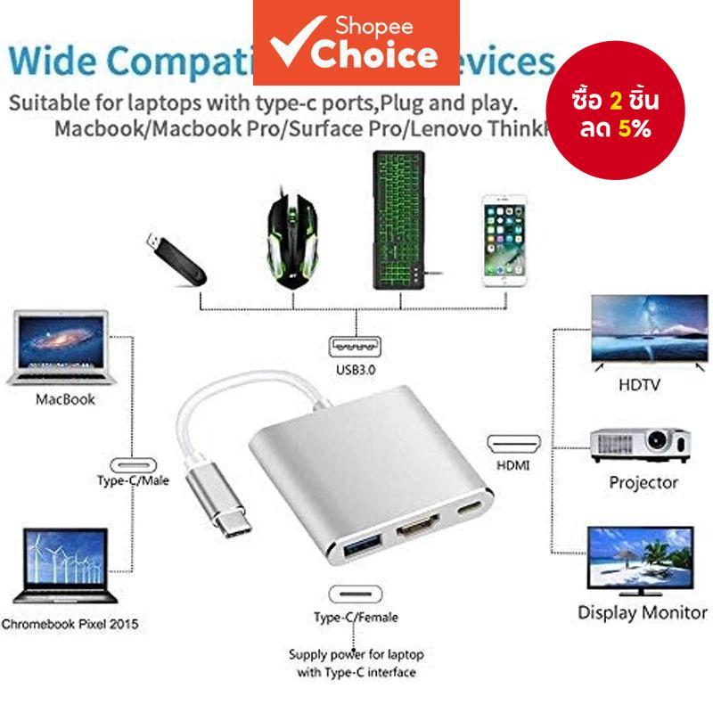 ฮับ USB เป็นอะแดปเตอร์ที่รองรับ HDMI 3 IN 1 sata to type c ตัวแปลงการชาร์จสําหรับ Samsung S23 Ultra iPhone 15 แล็ปท็อป Macbook