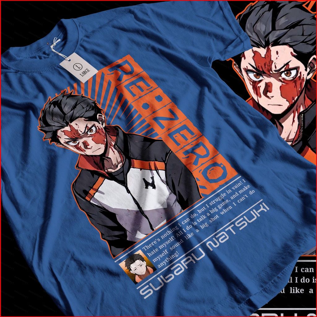 เสื้อยืดลายอนิเมะ RE ZERO Natsuki Subaru สำหรับฤดูร้อน แขนสั้น