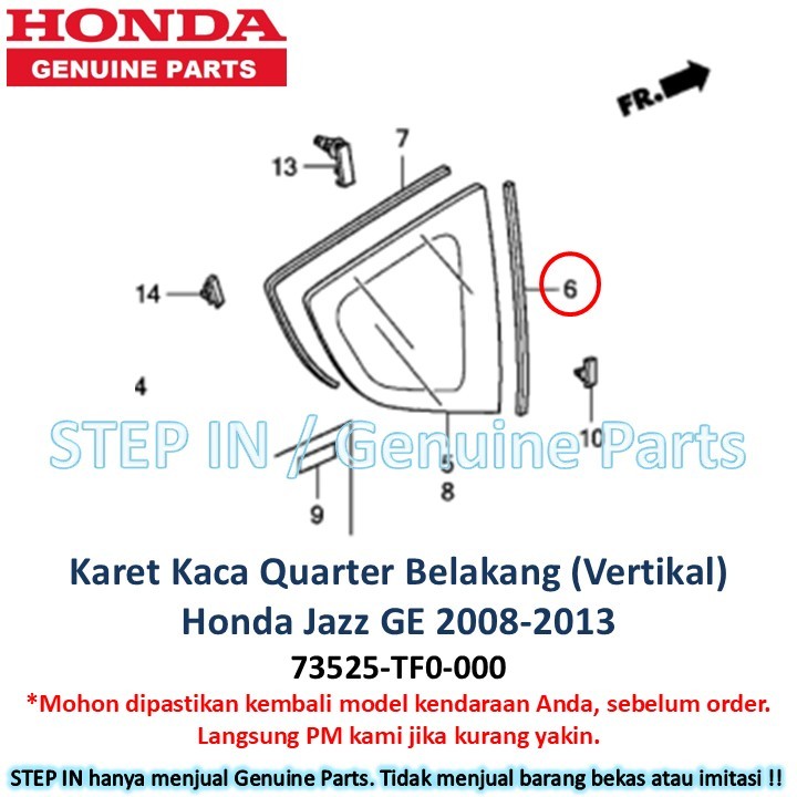 ยางขาตั้งข้างโค้ง กระจกส่องหลัง Honda JAZZ Fit GE8 2009 2010 2011 2012 2013 RS S