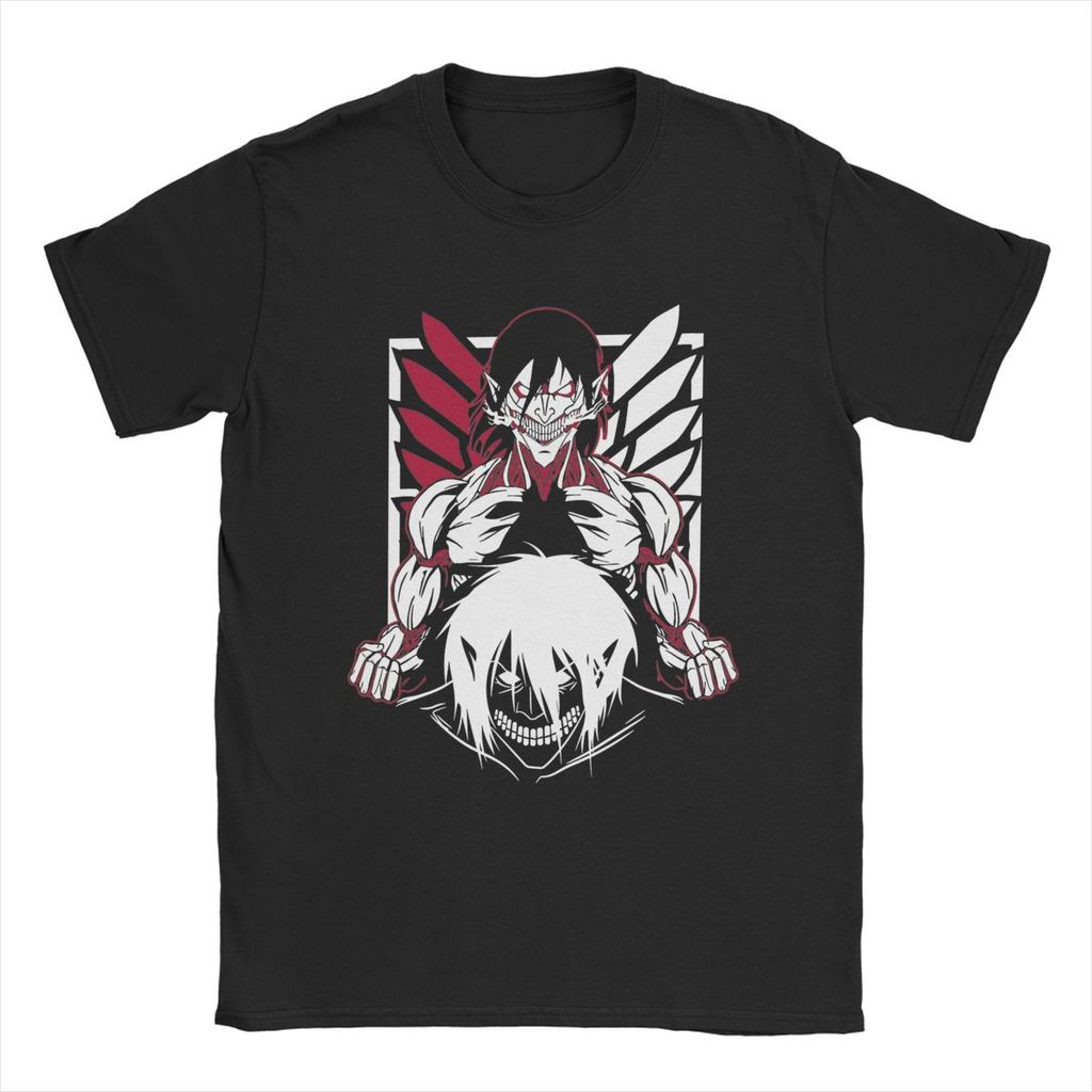 S-5XL Eren Jeager Yeager AOT Anime T-Shirt for Men Awesome Cotton Tees Crew Neck Short Sleeve T Shir