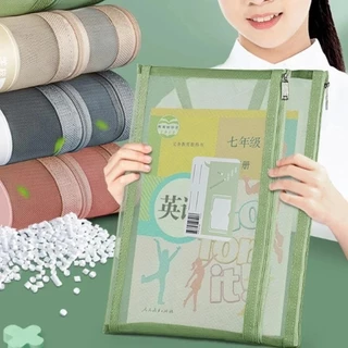 Novvia กระเป๋าตาข่ายใส ขนาด A4 มีซิป สําหรับใส่เอกสาร หนังสือ หนังสือเรียน สํานักงาน โรงเรียน เครื่องเขียนนักเรียน