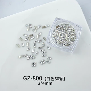 50 ชิ้นชนิดบรรจุกล่อง Chamfered ยาวZirconเล็บเพชรStrobe MiniแชมเปญZirconฟรีDiyเล็บเพชร