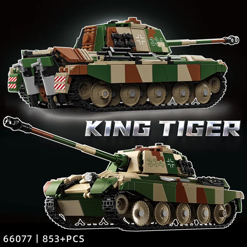World War II Tiger King Tiger Heavy Tank Building Blocks ทหาร Series ของเล่นเพื่อการศึกษาเด็กประกอบร
