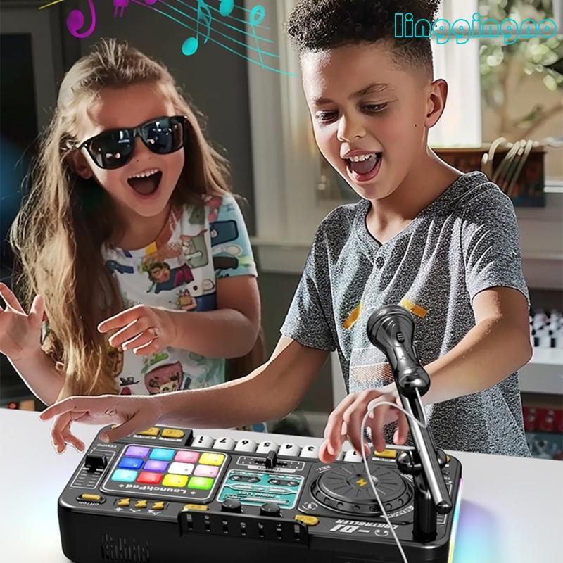 RR Interactives Music ของเล่นสําหรับเด็กชาร์จระบบ DJ ฟังก์ชั่นผสมสมจริง