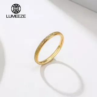 LUMEZE แหวนอินเทรนด์สแตนเลสหรูหราแฟชั่นไทเทเนียม Rose Gold สี Frosted แหวนประณีตผู้หญิงผู้ชายเครื่องประดับของขวัญแต่งงานร้อน TS031 #