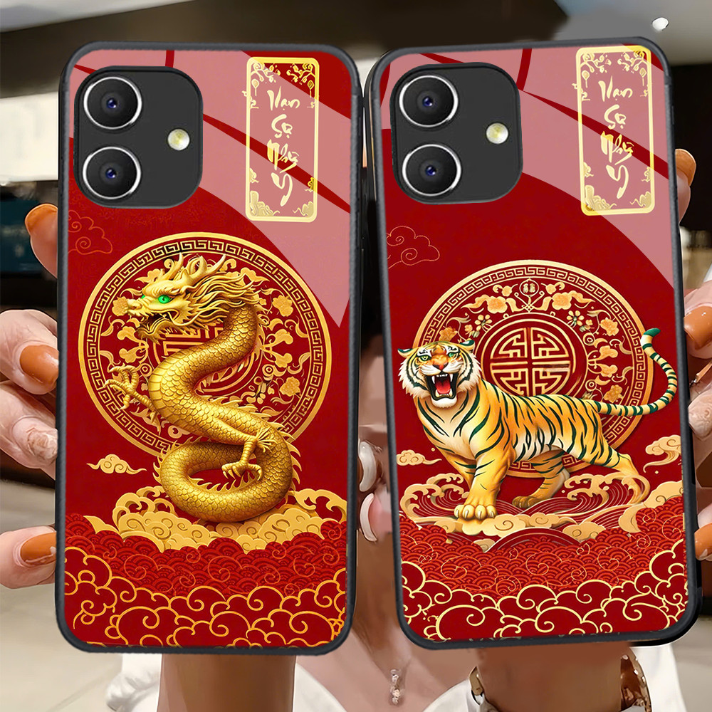 เคสสําหรับ SAMSUNG GALAXY A04, A04E, A05 พร้อมกระจกด้านหลัง, พิมพ์ลายสัตว์ 12 ราศีสําหรับ Tet 2026, 