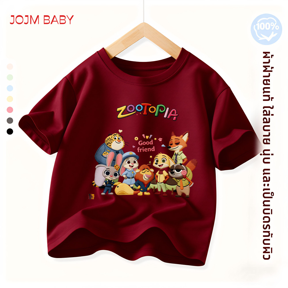 11 สีสาวน่ารักแขนสั้นเสื้อยืดเด็กเสื้อผ้าฝ้าย 100% นุ่มและระบายอากาศ ตัวละครเพื่อนสนิทใน Zootopia จัดส่งตลอด 24 - รูปที่ 6