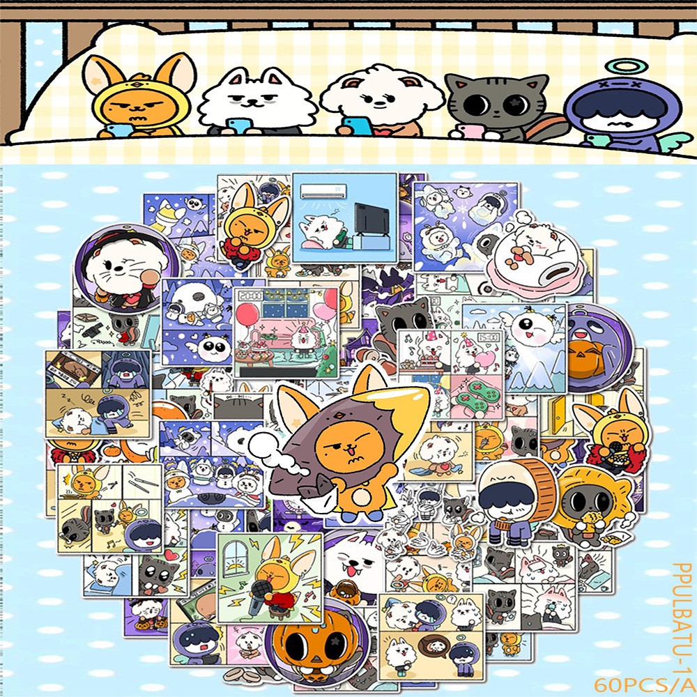 60 ชิ้น TX Sobing YEONJUN ตัวการ์ตูน PPULBATU สติกเกอร์ติดด้วยตนเอง