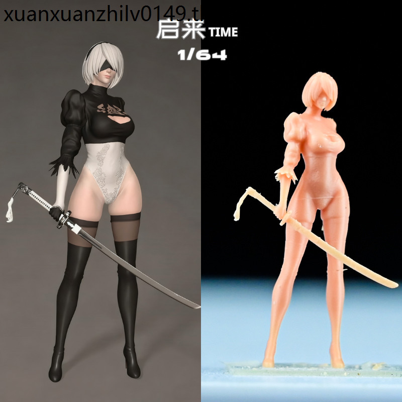 Neil Mechanical Era 2B Holding Sword Standing Beauty Anime Peripheral Coating Miniature สีขาวรุ่น 1/