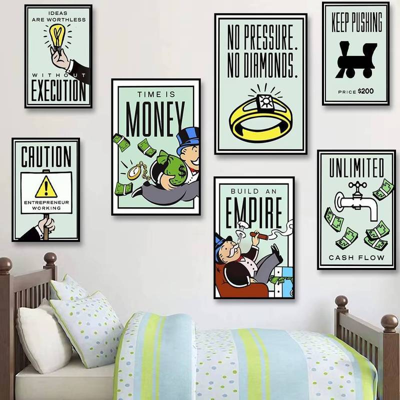 Monopoly Millionaire Money Poster No Frame Canvas Painting Decorative Motivational Quote Art Poster 