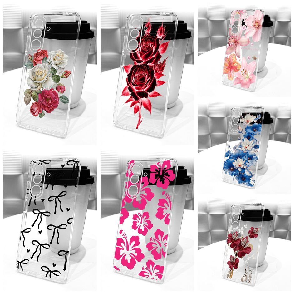 เคสใสสําหรับ Samsung Galaxy M36 M56 F36 F56 5G ปลอก SM-M566B SM-M366B SM-E566B ยอดนิยมดอกไม้ซิลิโคนอ
