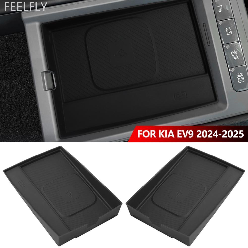 FEELFLY ภายในรถ Dashboard แท่นชาร์จไร้สายแผ่นป้องกันซิลิโคน Pad สําหรับ Kia EV9 2024-2025 ลื่น U6V2