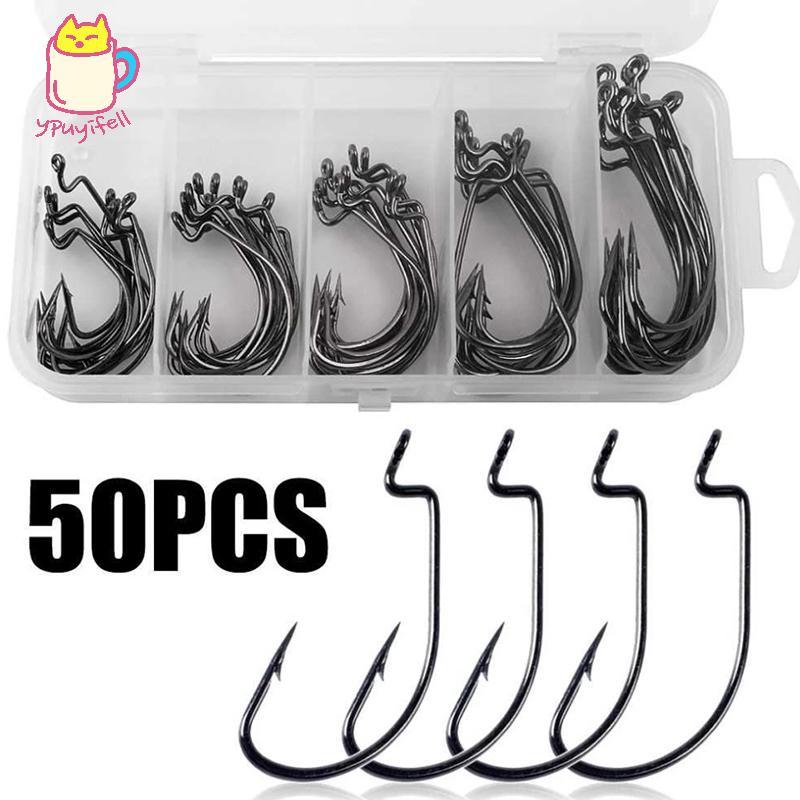 [YPU] Small Five Grid Fanking Set Of 51 Crank Hooks, Niel Fishing Hooks, Fishing Gear, Bait, And Hoo