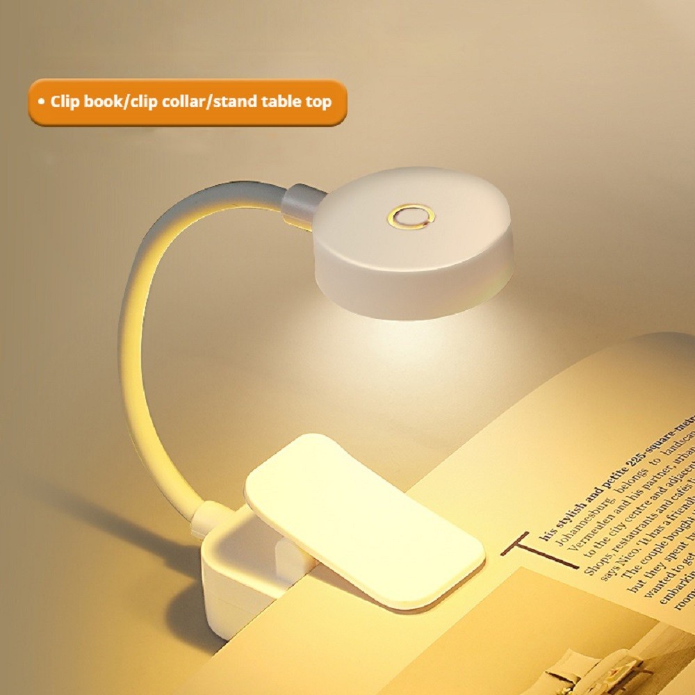 โคมไฟหนังสือ LED แบบคลิปขนาดเล็ก 3 โหมดสี USB ชาร์จป้องกันดวงตาไฟอ่านหนังสือนักเรียนข้างเตียงแบบพกพา