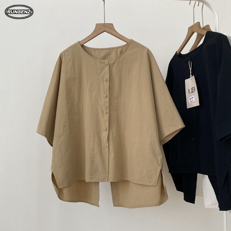 เสื้อเบลาส์ผ้าฝ้ายสำหรับผู้หญิง สไตล์พอดีตัว ขนาด M-3XL