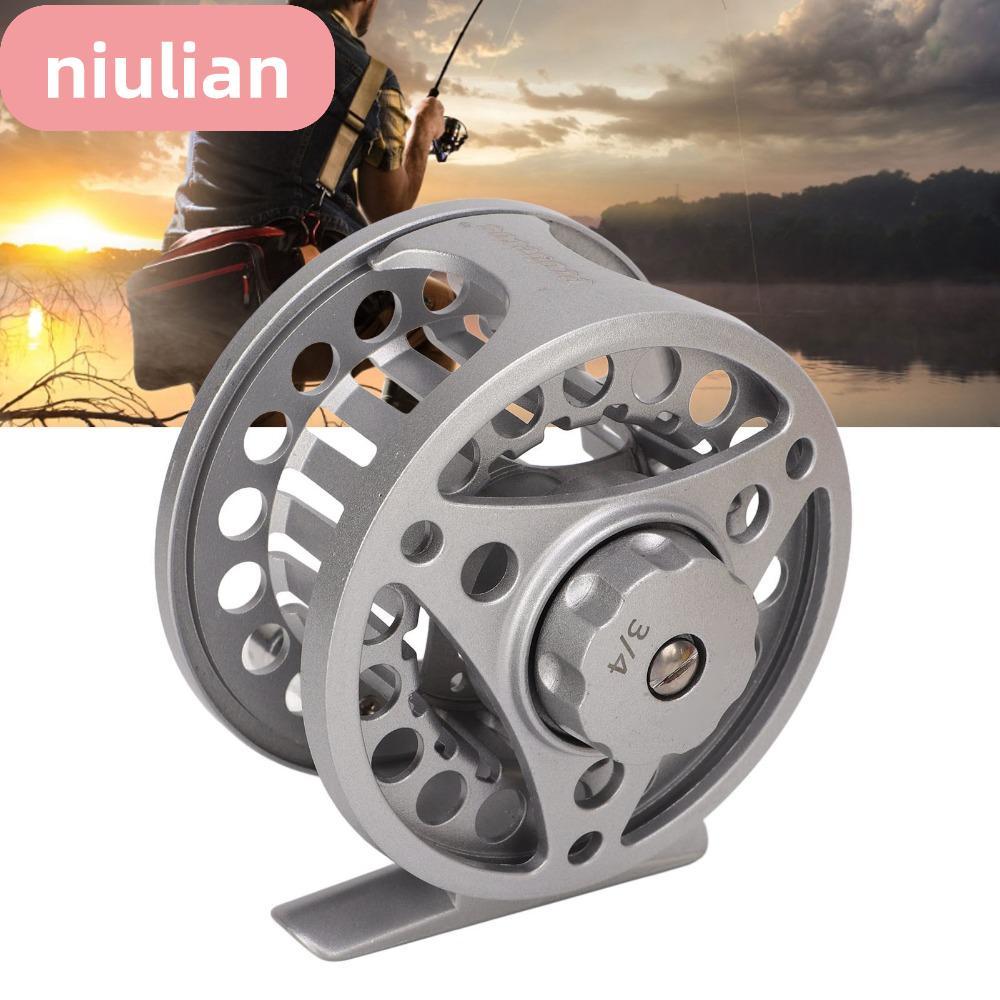 NIULIAN รอกตกปลาโลหะเต็มรูปแบบ, 3/4WT ซ้ายขวามือ Fly Fishing Reel, ทนทานเงินอลูมิเนียมขนาดใหญ่ Arbor