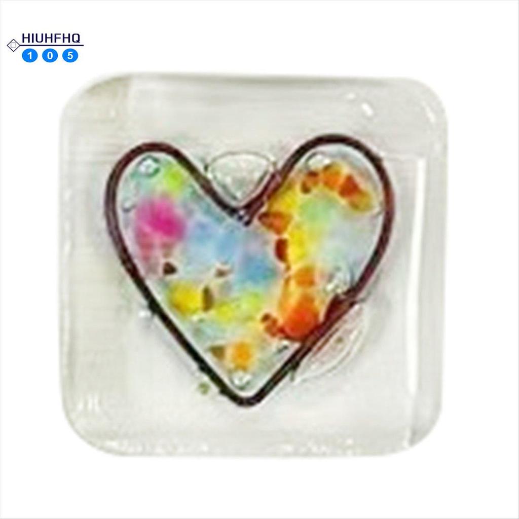 Hiuhfhq106Pocket Token Glass Heart Card Keepsake Gift -Heart Keepsake Pocket Cards-Fused Glass Heart