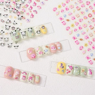 STARX 14 รูปแบบน่ารัก 5D นูนเรืองแสงใน Dark เล็บสติกเกอร์, Kawaii การ์ตูน Self-Adhesive เล็บ Decals สําหรับ DIY เล็บ, เด็กผู้หญิงของขวัญ