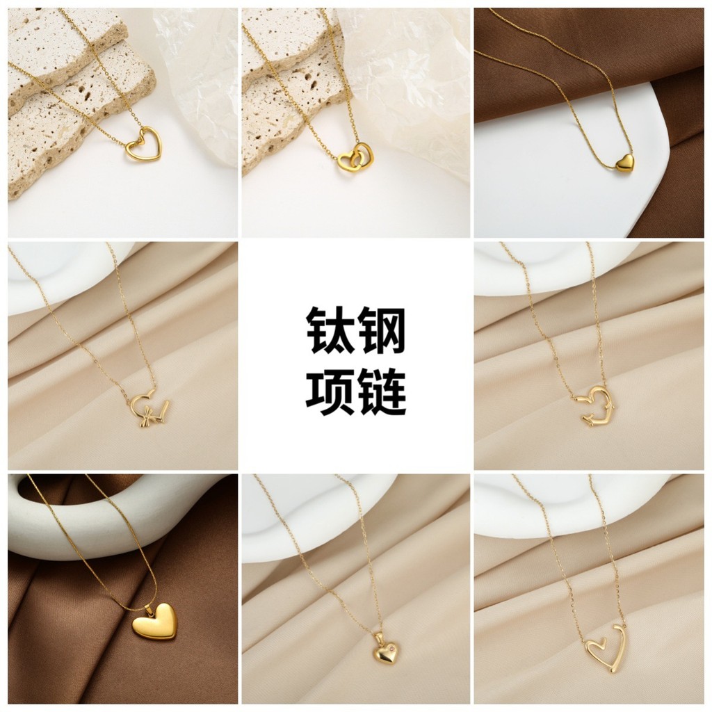 สร้อยคอเหล็กไทเทเนียม Non-Fading หญิง High-End รู้สึก K Love Clover จี้สแตนเลส Clavicle Chain S26.04