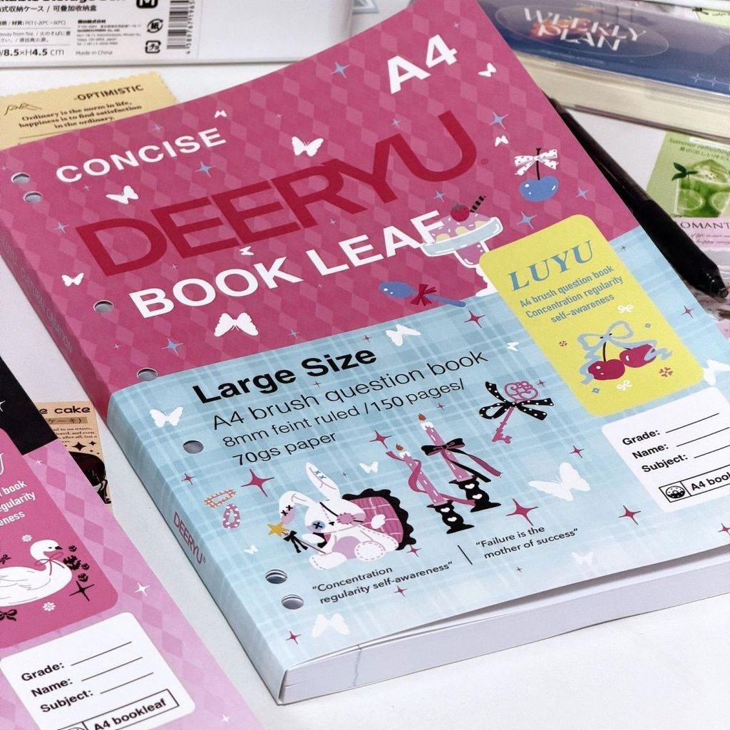Strawberry Chocolate A4 Notebook Japanese Original Loose-leaf Student Wrong Question Handbook หนังสือทนทาน
