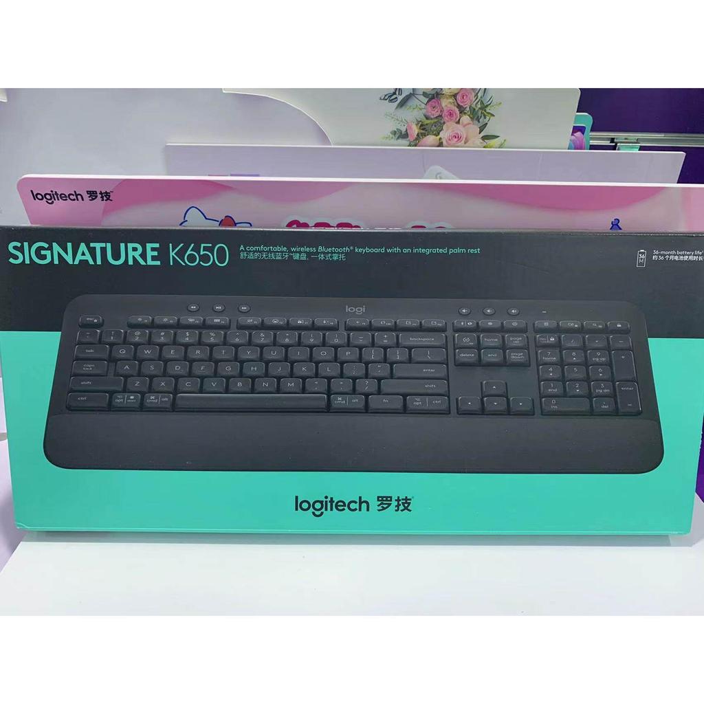 Logitech K650 คีย์บอร์ดบลูทูธไร้สายเชิงพาณิชย์ Office Home คอมพิวเตอร์ Dual Mode Thin Portable Lo bo