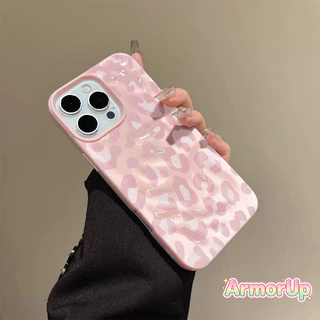 เคสไอโฟน ลายเสือดาวสีชมพู รอยพับหยัก สำหรับ iPhone 11 12 13 14 15 16 ProMax X XR XS Max 7 8Plus-AP