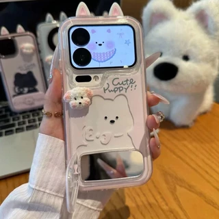 ลูกสุนัขน่ารักเหมาะสําหรับ แอปเปิล 17โปรแม็กซ์ เคสโทรศัพท์ ไอโฟน16/15 ขาตั้งการ์ตูน 14/13 คู่