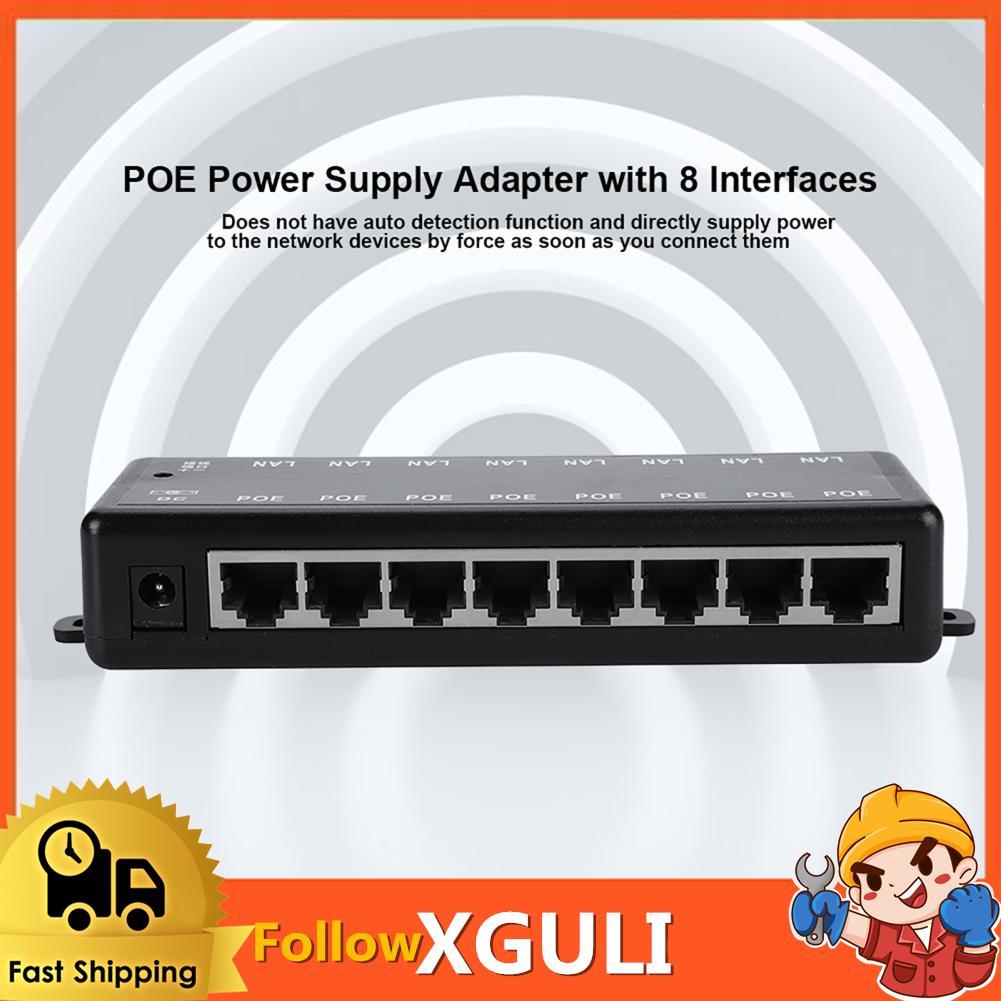 Xguli Xguli แหล่งจ่ายไฟ POE DC12V-48V 8 อินเทอร์เฟซ Passive PoE อะแดปเตอร์ Over Ethernet โมดูลหัวฉีด