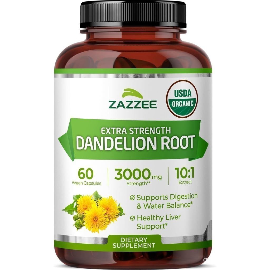 Zazzee USDA Organic Dandelion Root 10:1 Extract, 3000 มก., 60 แคปซูล, อุปทาน 2 เดือน, มังสวิรัติ, แล