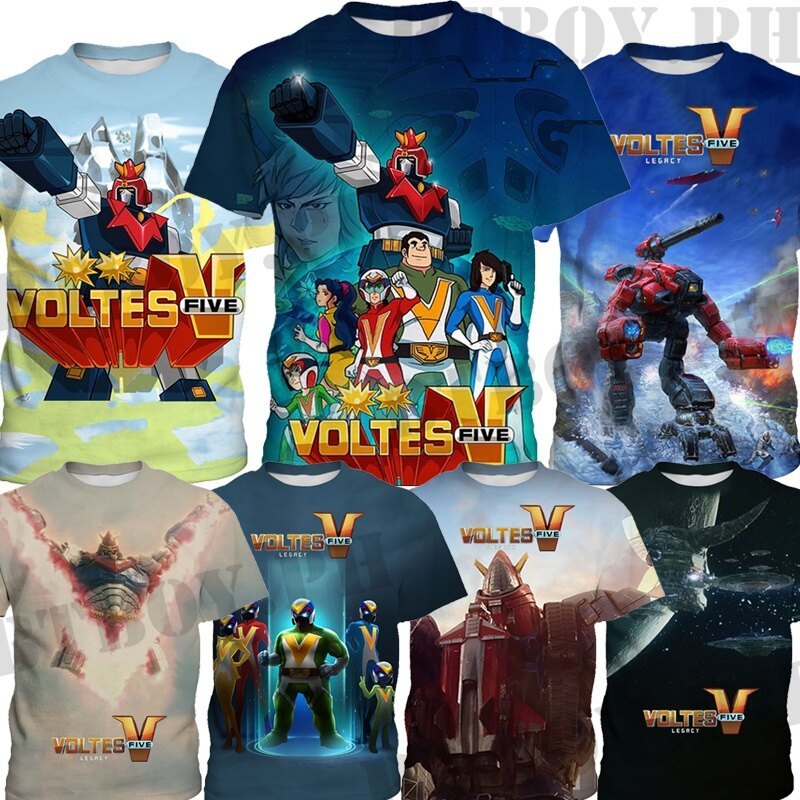 *YAYA*Voltes V Legacy เสื้อยืดเด็ก 3D พิมพ์การ์ตูนแขนสั้นเสื้อแอนิเมชั่น