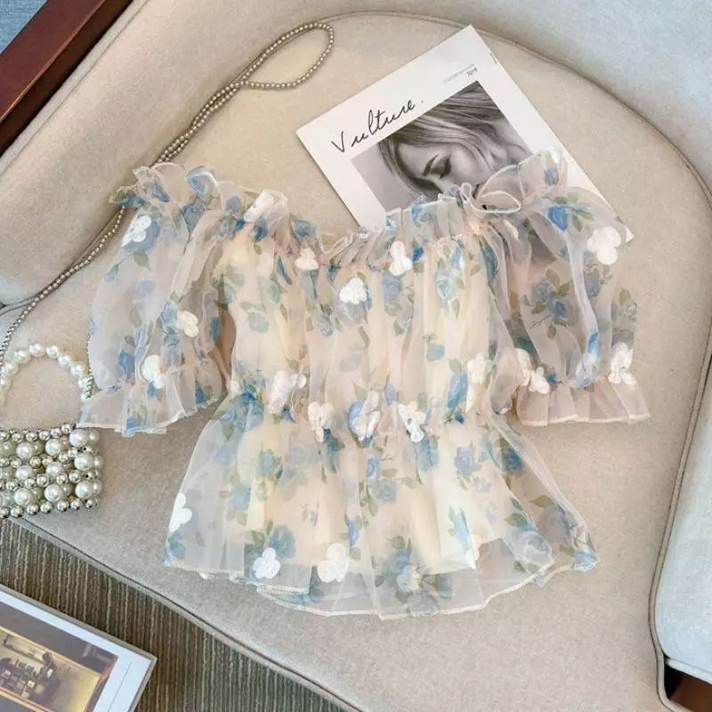 เสื้อคอบัวลายดอกแขนพัฟสำหรับสาวอวบ thumbnail 9