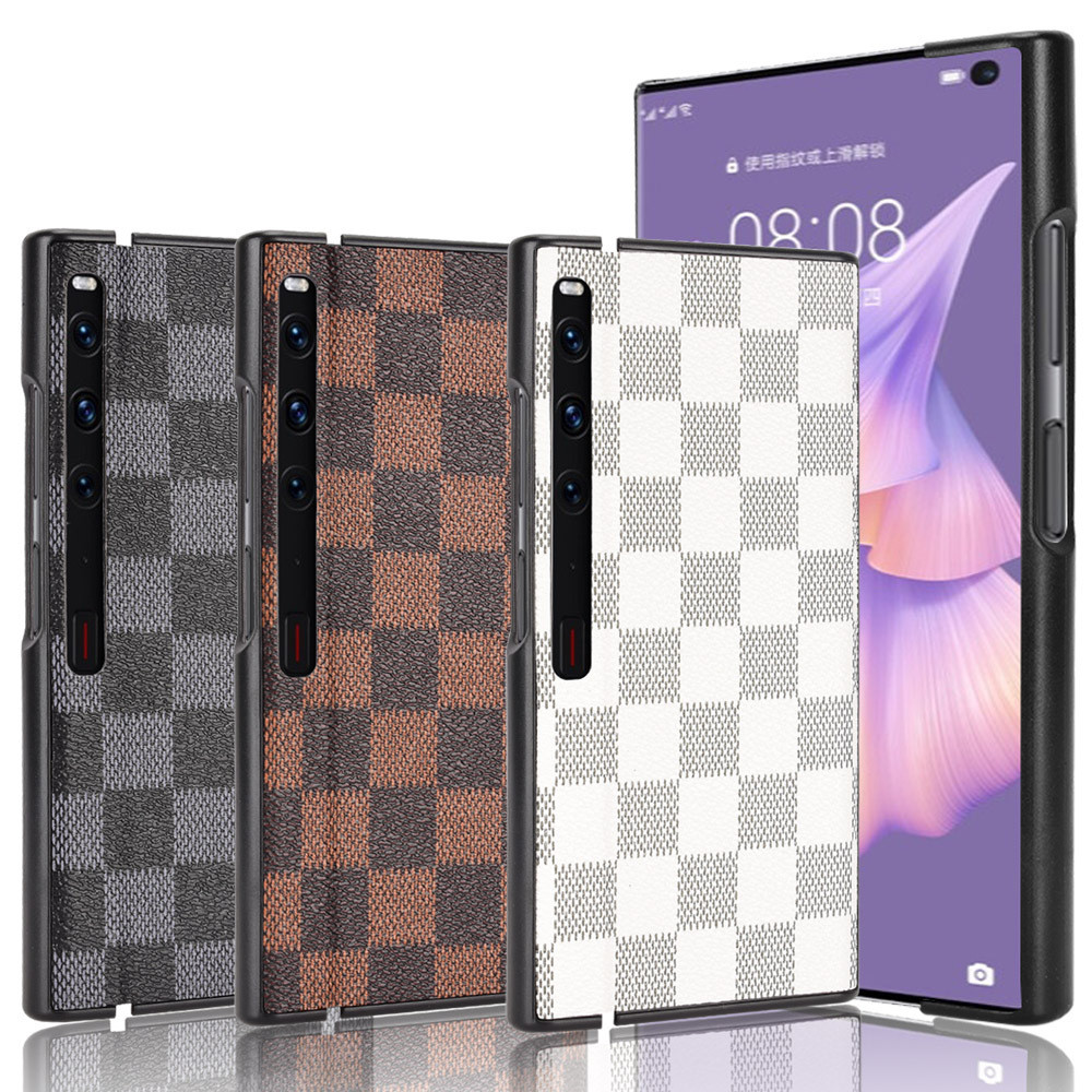 เหมาะสําหรับ Huawei Mate Xs2 เคสโทรศัพท์ Mate Xs 2 เคสป้องกันรูปแบบตาหมากรุกเปลือกหนัง XS2 รุ่นอินเท