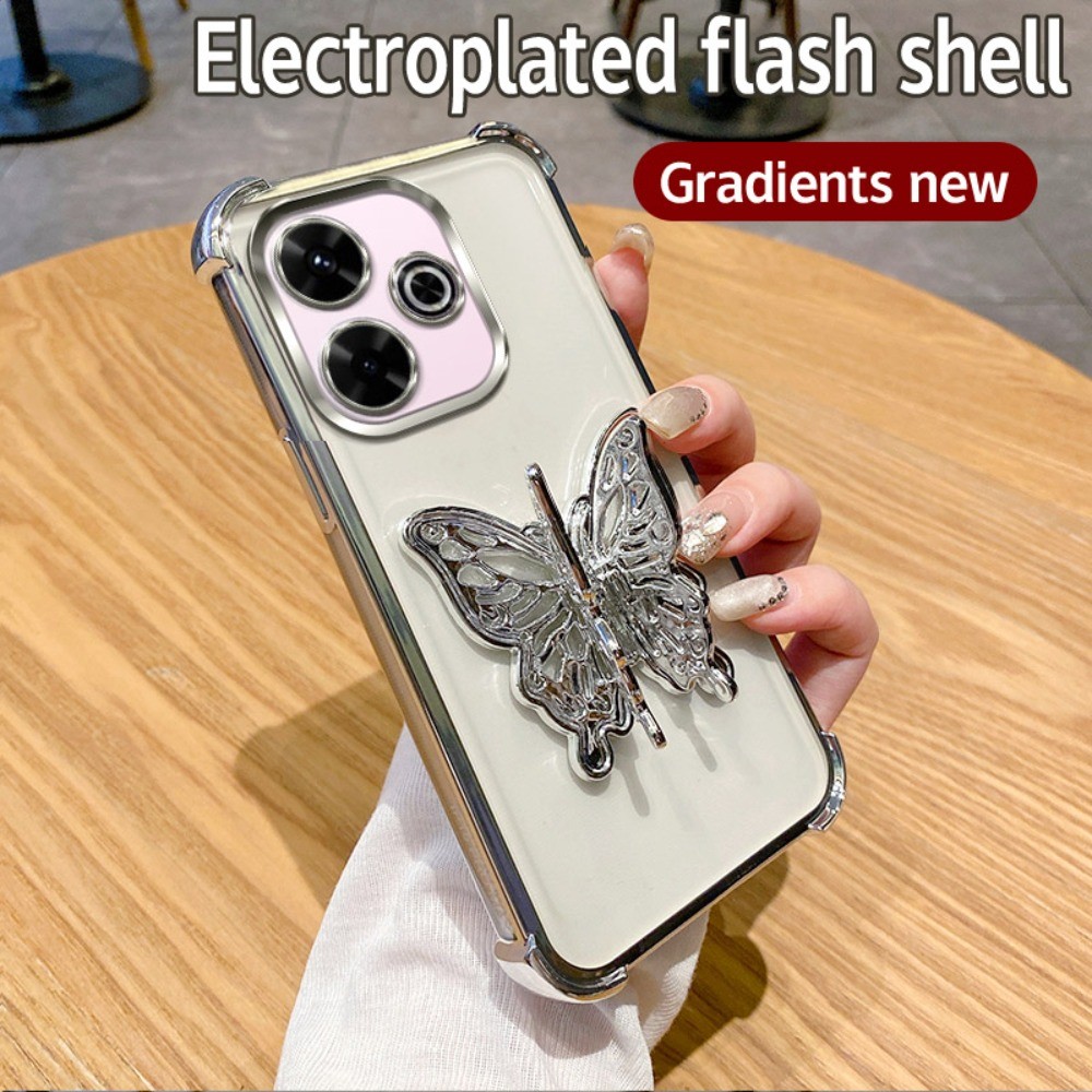 ชุบกันกระแทก 3D ผีเสื้อที่วางโทรศัพท์เคสโทรศัพท์สําหรับ Redmi A4 A3 Pro 13C Redmi 12 10C 10 Prime 9C
