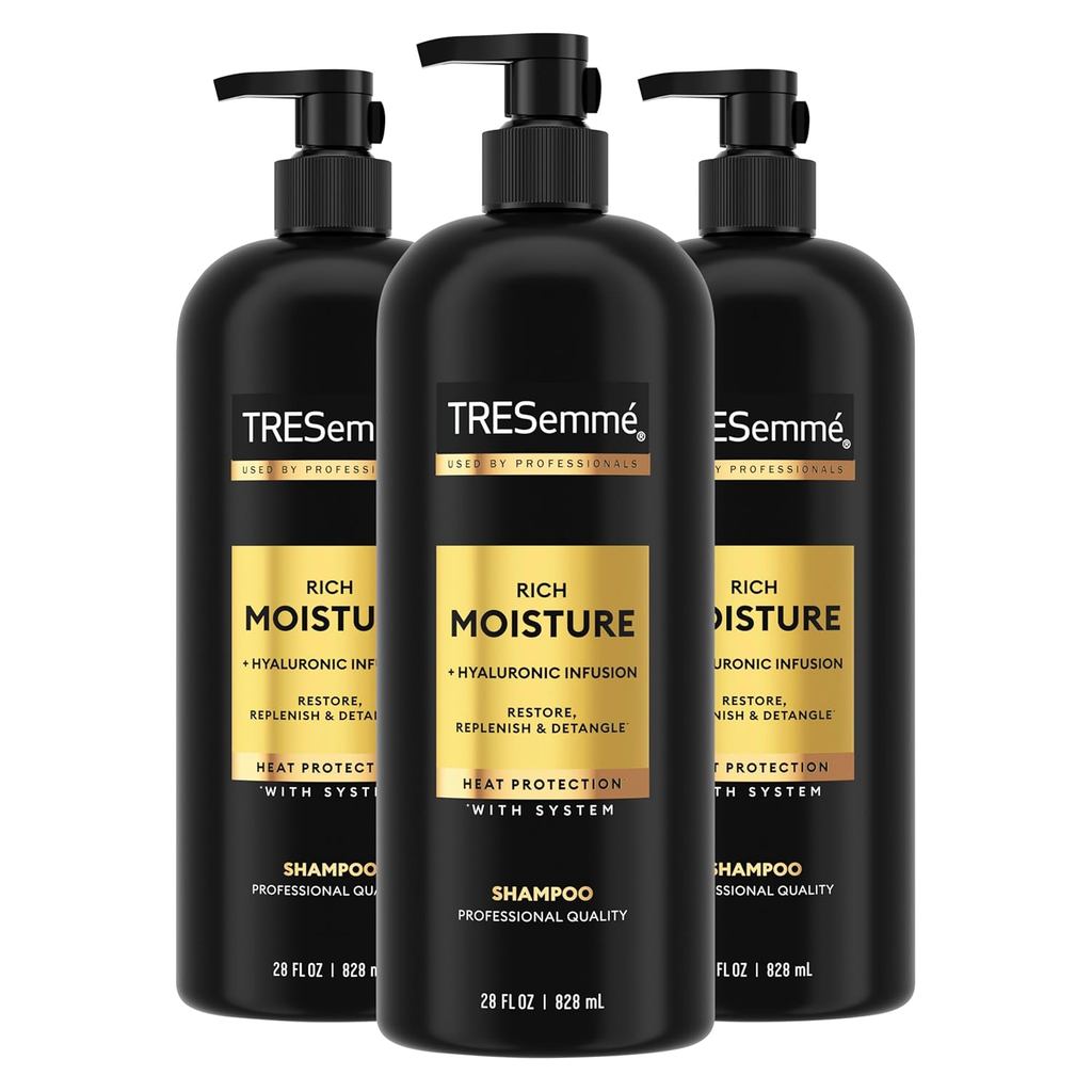 TRESemmé Rich Moisture Hydrating Shampoo 3 นับสําหรับผมแห้งสูตรพร้อมเทคโนโลยีสไตล์ Pro 28 Fl Oz