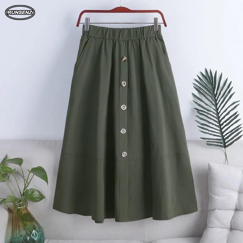 กระโปรงผู้หญิงทรงเอ ไซส์ M-4XL ดีไซน์หลวม ขากระโปรงกว้าง สไตล์แคชวลกลางเข่า