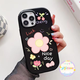 FLOWER เคสสำหรับไอโฟน17pro 13 11 16promax กรณีมือถือขอบกลม เรียบง่าย case for iPhone 15 14 12 ProMax XS XR 6/7/8Plus