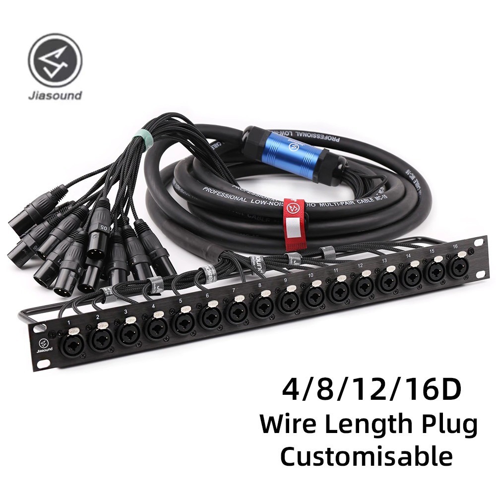 Jiasound 1U 4D 8D 12D 16D จัมเปอร์บอร์ดซ็อกเก็ต 19 นิ้ว 1U Rack มัลติฟังก์ชั่น XLR แผงชายหญิง