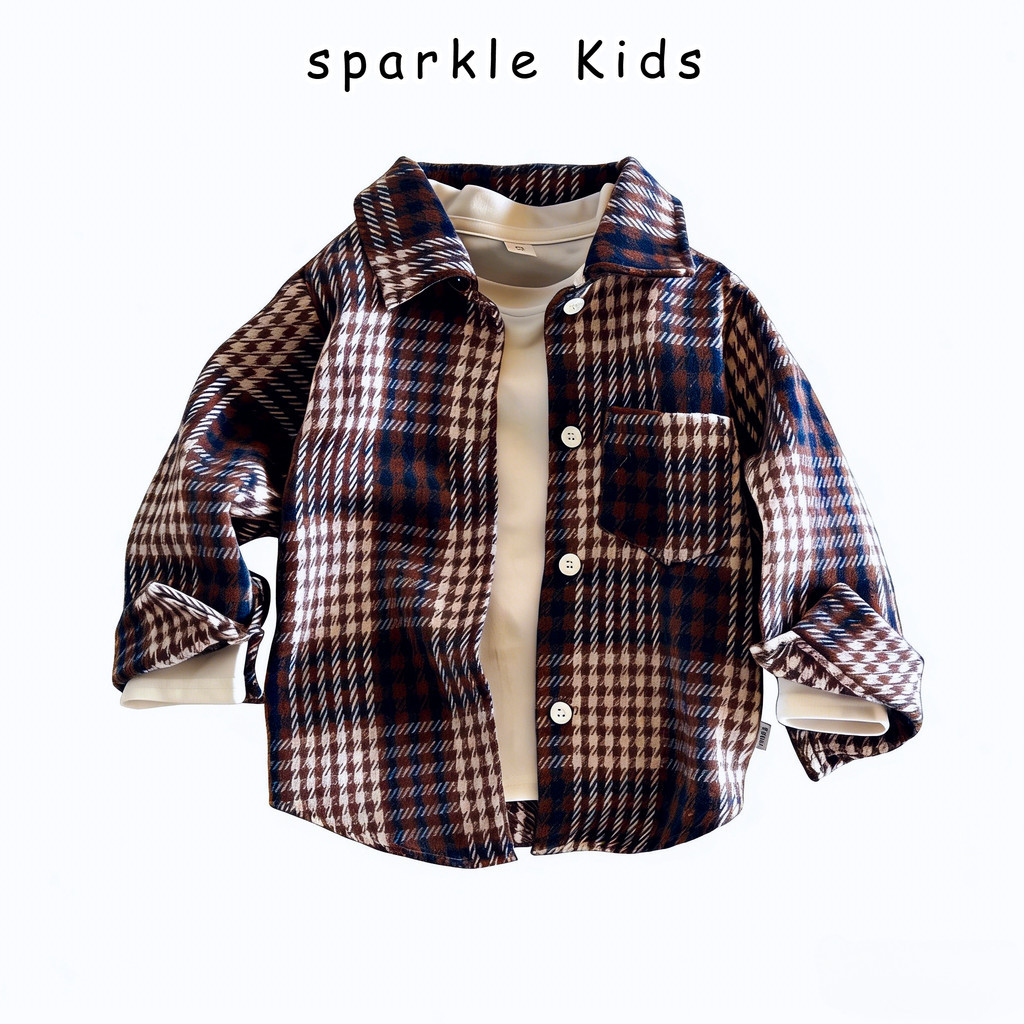 เสื้อเชิ้ตเด็ก แขนยาวเสื้อลายสก๊อต เด็กชายคนใหม่ของการสะกดแบบย้อนยุค เสื้อกลางแจ้งเด็กหญิง LH5114