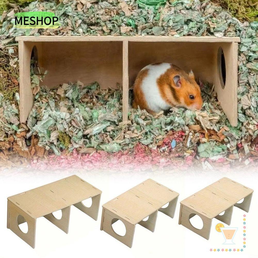 MESHOPTH หนูแฮมสเตอร์ซ่อน, อุปกรณ์กรงไม้เนื้อแข็ง รังหนูแฮมสเตอร์, S/M/L ห้องนอนสัตว์เลี้ยงขนาดเล็กสําหรับหนูแฮมสเตอร์กระรอกสัตว์เลี้ยงขนาดเล็ก