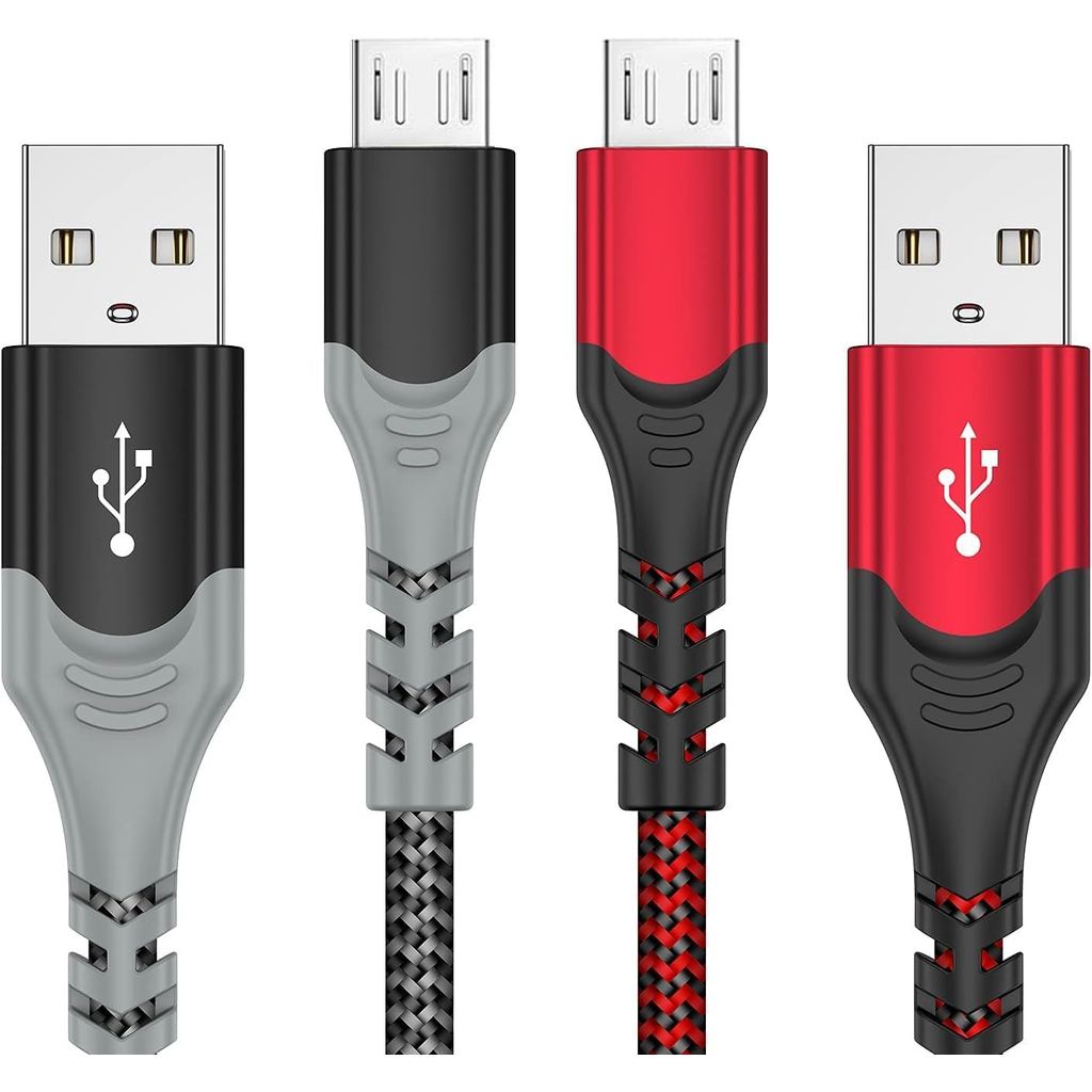 KOWOD PS4 Controller Charger สายชาร์จ – 2 แพ็ค 10FT ไนลอนถัก Micro USB 2.0 ข้อมูลความเร็วสูง Sync สํ