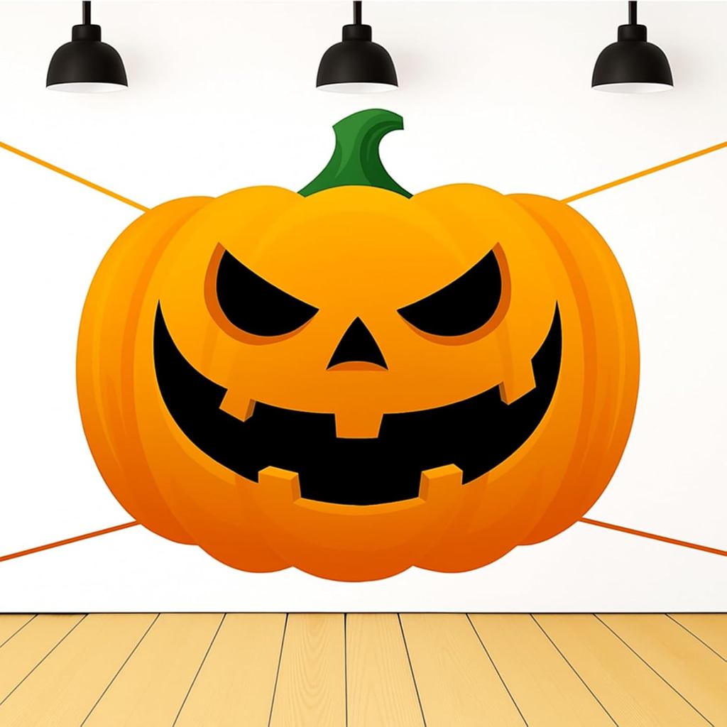 Panelee ฮาโลวีนฟักทองฉากหลังตกแต่ง 71 x 61 นิ้วขนาดใหญ่ฟักทองฉากหลังแบนเนอร์ Spooky ฮาโลวีนภาพพื้นหล