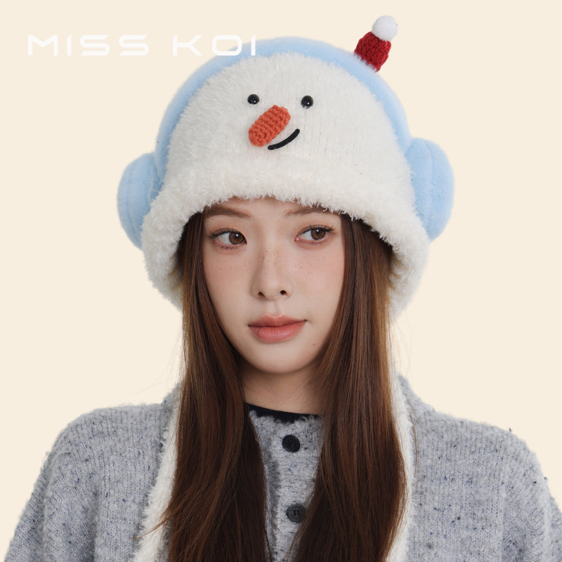 หมวกหญิงฤดูหนาว Snowman Plush จาก MISSKOI ถักนุ่มๆ กันลมหนาวได้ดี - รูปที่ 2