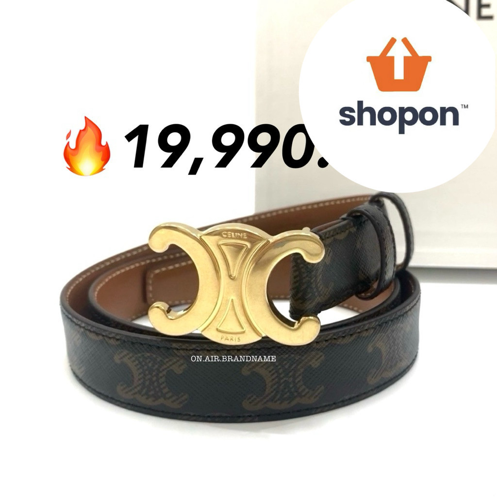 New celine medium triomphe belt canvas 2.5 cm. หัวสีทอง เข็มขัดรุ่นขายดี